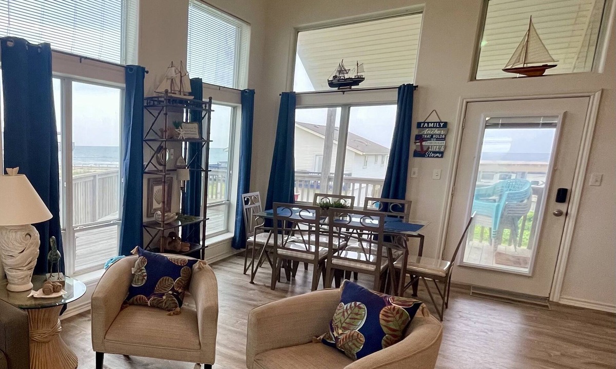 Acapulco Village House | Beach viewing from deck, living, dining, kitchen, in your king size Nectar bed.