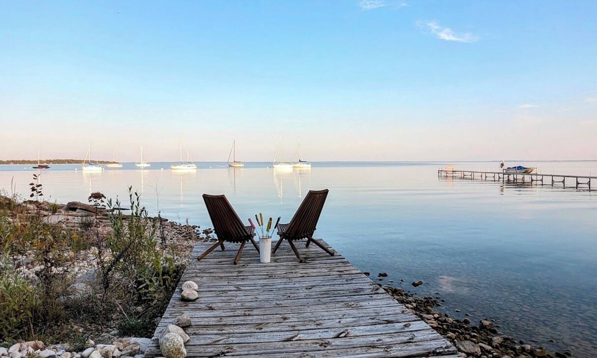Northport House | Direct waterfront on Grand Traverse Bay , firepit, grill, large yard, dog ok
