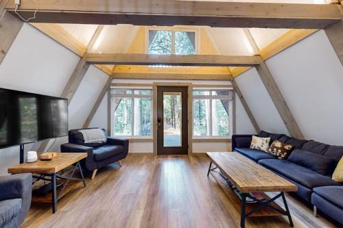 Marmot House | Dog-friendly A-frame near the river with game room firepit wood stove & grill