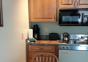 Spacious studio with a beautiful Pemi river view.