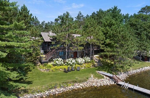 Bay Lake Cabin | Bay Lake Log Cabin - 150 ft Lakefront, Sleeps 15, Boat Available, Patio/Firepit