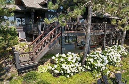 Bay Lake Cabin | Bay Lake Log Cabin - 150 ft Lakefront, Sleeps 15, Boat Available, Patio/Firepit