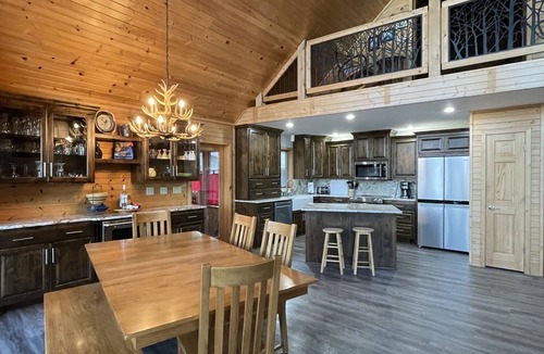 Webster Ski Chalet | Cedar Chalet with Hot Tub on Devils Lake, Webster, WI