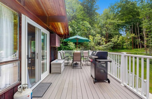 Waterbury Center House | Cozy house in woods w/gas fireplace, partial a/c, deck, bbq, w/d, wifi, kitchen