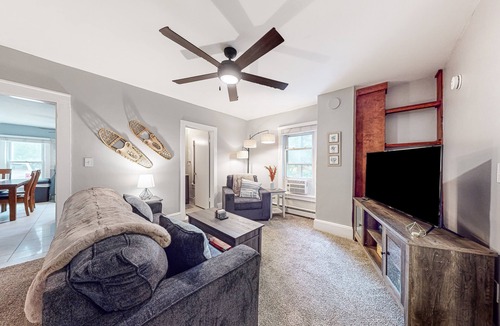 East Haven  Rutland County House | Dog-friendly 2-story duplex near Pico & Killington with firepit, deck, W/D, & AC