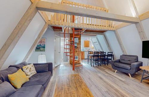 Marmot House | Dog-friendly A-frame near the river with game room firepit wood stove & grill