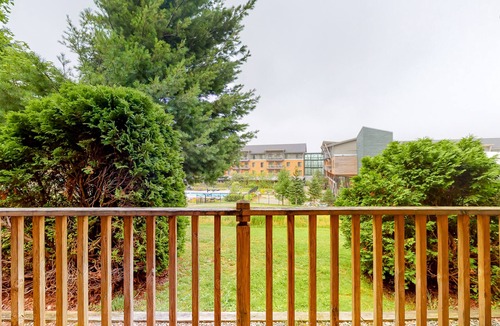 North Troy Condo | Inviting ski-in/out condo with mountain view, fireplace, deck & washer/dryer