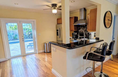 Poinsettia Heights House | Private Family Oasis + Heated Saltwater Pool + Waterfall, 3 Baths, No Car Needed