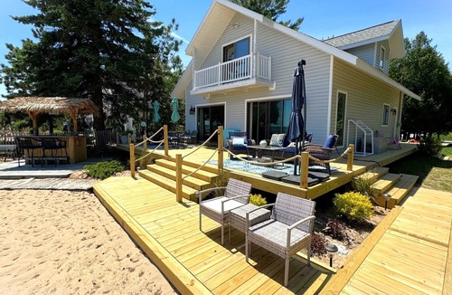 Oscoda Ski Chalet | Private Sandy Beach with Game Room