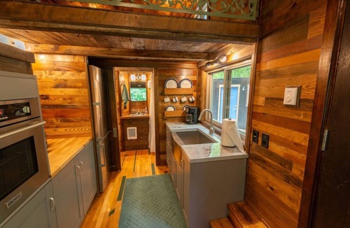 Willard House | River Retreat Tiny Homes:Wood Sauna/Rec Room/River