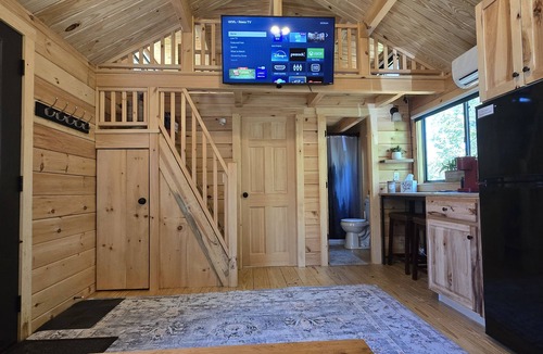 Bath House | Rivertop Retreat, with hot tub!- Luxurious tiny home in the White Mountains!