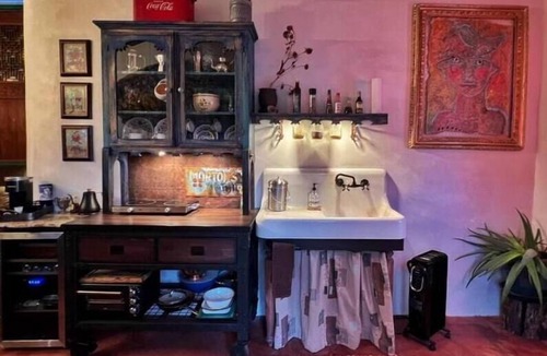 Cerrillos House | Romantic, Rock Carriage House, Hot Tub, Woodstove, Kitchen on Historic Property