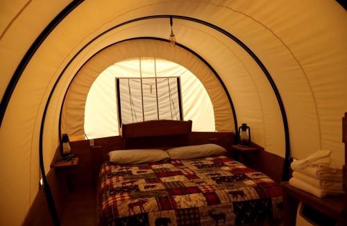 Granite County House | Rustic Conestoga Wagon Stay with Lodge Amenities near Boulder Creek, Montana