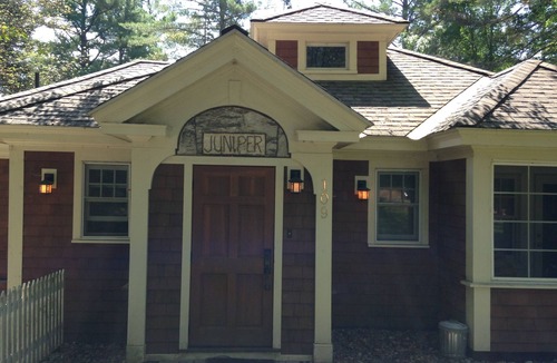 Lake Placid Club House | Short walk to village.with private wooded setting. EV Charger in parking area.