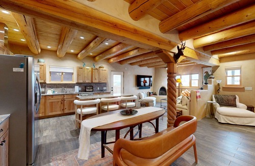 El Prado House | Southwestern home with hot tub, mountain views, & ping pong
