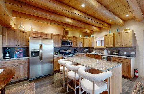 El Prado House | Southwestern home with hot tub, mountain views, & ping pong