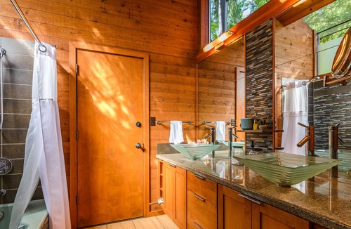 Grapeview House | Stunning lakefront home with a private dock, balcony, grill, & a hot tub