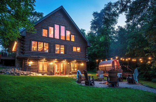 Crosslake Cabin | Summer oasis w/NEW HOT TUB overlooking Fawn Lake with private beach, SUPs/Kayaks