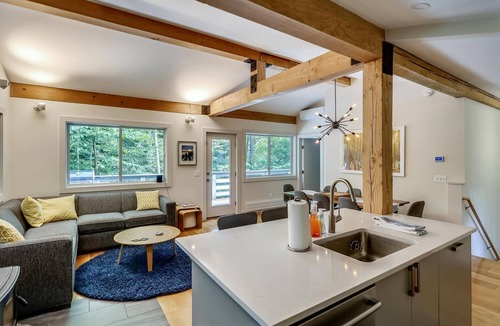 Stowe Area Condo | Tollhouse 10C: 3 br, ski-in/ski-out, woodstove, free ski shuttle, a/c, summer pool!