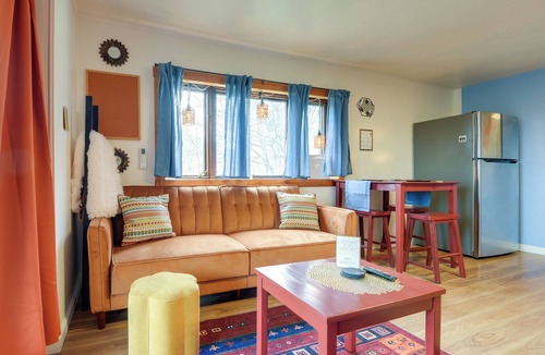 Vernon Apartment | Walk to Trails: Artsy Mtn-View Getaway in Vernon!