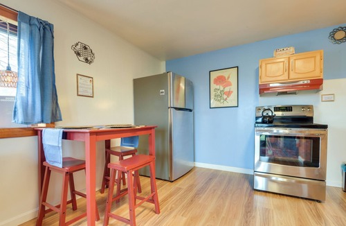 Vernon Apartment | Walk to Trails: Artsy Mtn-View Getaway in Vernon!