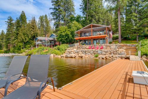 Private Dock, Deck & Yard: Luxe Sacheen Lake Home